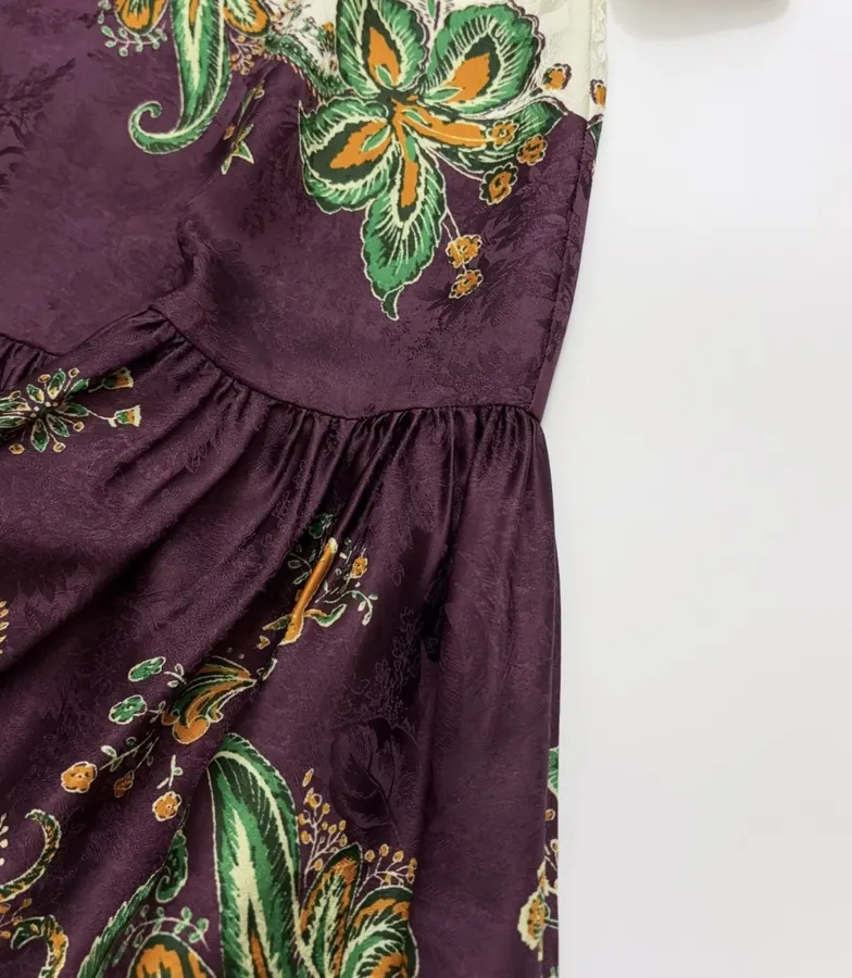 Printed Lantern-Sleeve Silk-Blend Shirt Dress in Burgundy Multicolor, product view 16