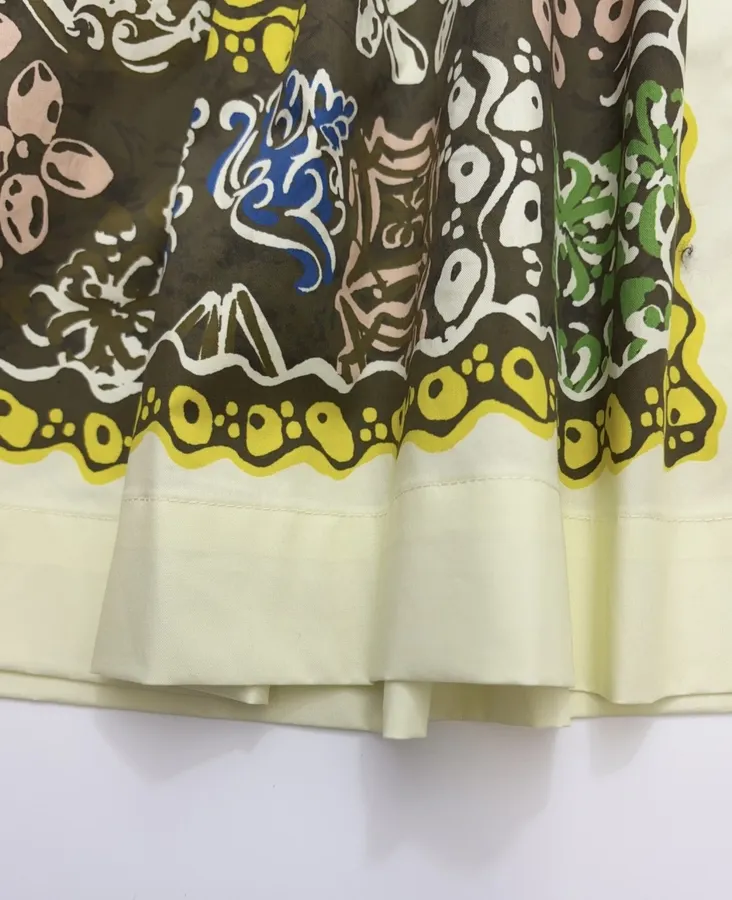 Graffiti Pure Cotton Printed Elegant Cinched Wide-Swing Shirt Dress, Short-Length Dress in Olive Multicolor, product view 14