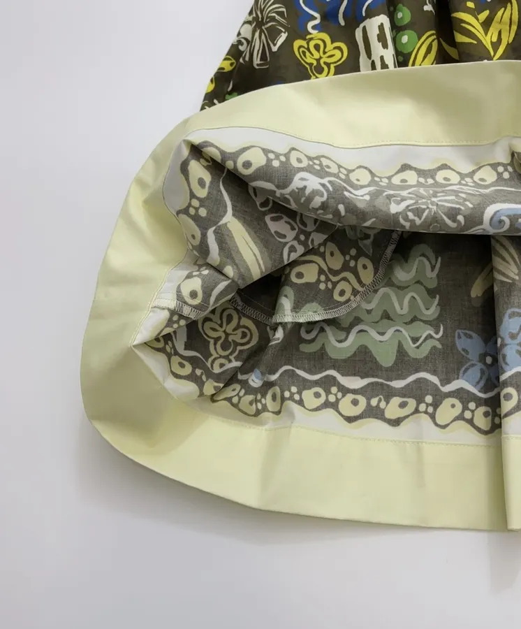 Graffiti Pure Cotton Printed Elegant Cinched Wide-Swing Shirt Dress, Short-Length Dress in Olive Multicolor, product view 16