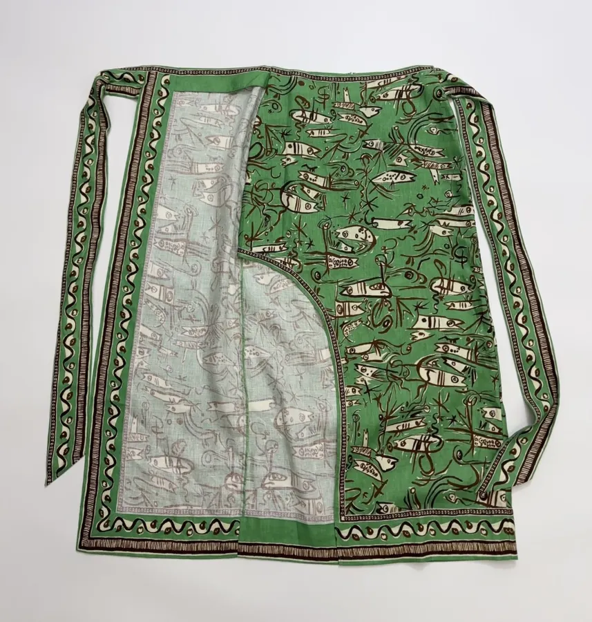 Linen Green Fish Stripe Half-Skirt in Green, product view 12