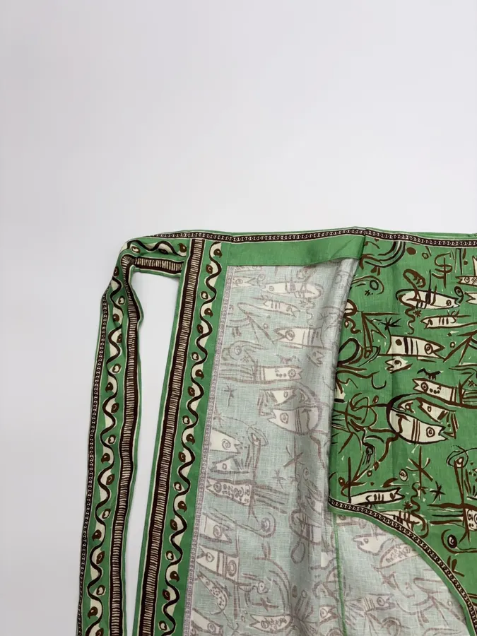 Linen Green Fish Stripe Half-Skirt in Green, product view 13