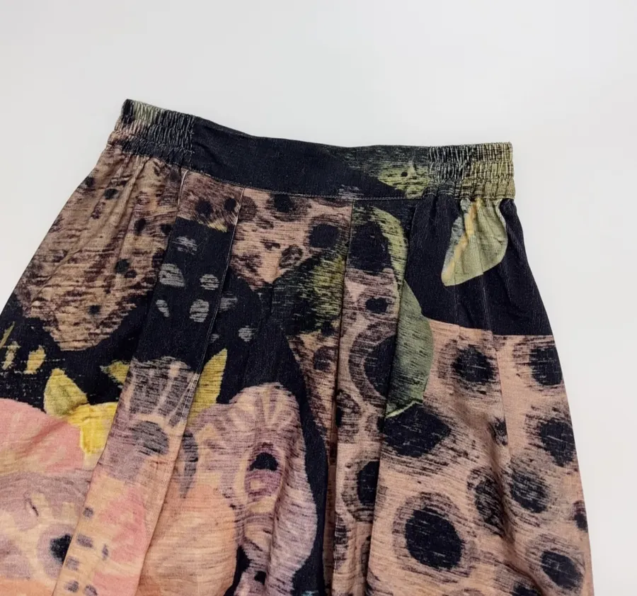 Niche Design Artistic Vibe ~ Delicate High-Count Corduroy Printed Bud Skirt in Multicolor, product view 03