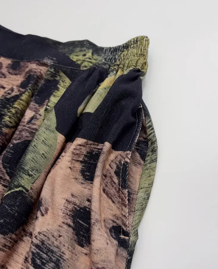 Niche Design Artistic Vibe ~ Delicate High-Count Corduroy Printed Bud Skirt in Multicolor, product view 04