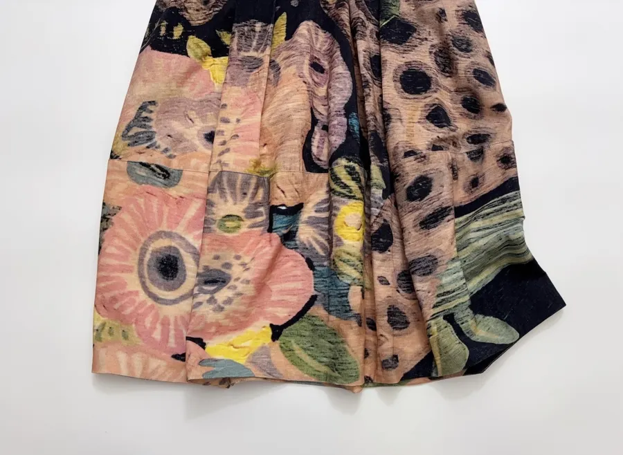 Niche Design Artistic Vibe ~ Delicate High-Count Corduroy Printed Bud Skirt in Multicolor, product view 06