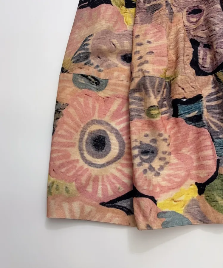 Niche Design Artistic Vibe ~ Delicate High-Count Corduroy Printed Bud Skirt in Multicolor, product view 07