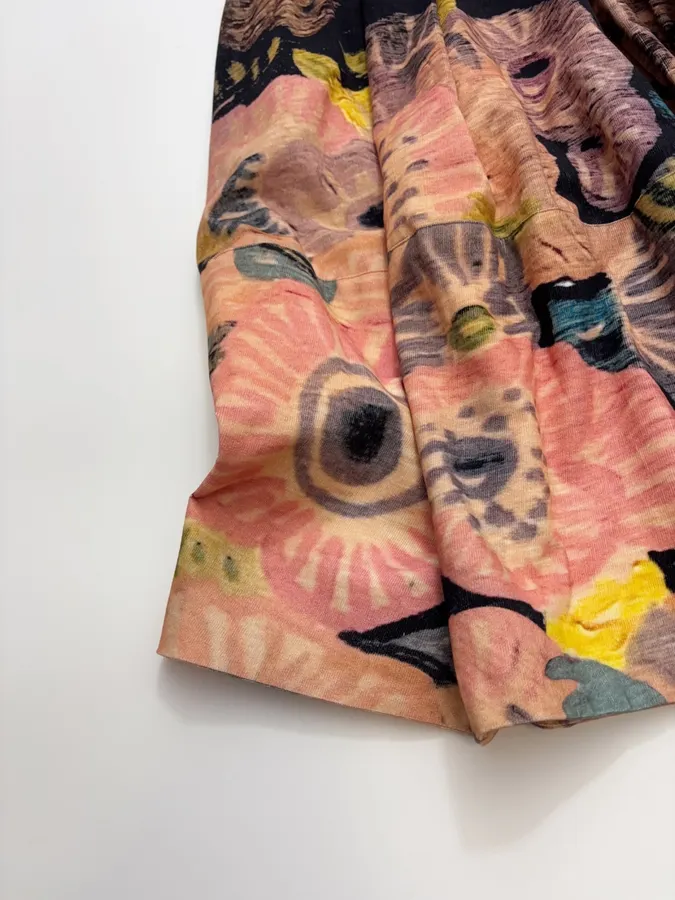Niche Design Artistic Vibe ~ Delicate High-Count Corduroy Printed Bud Skirt in Multicolor, product view 08