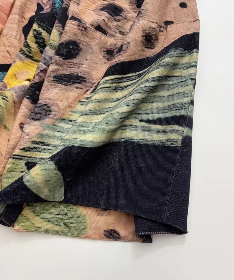 Niche Design Artistic Vibe ~ Delicate High-Count Corduroy Printed Bud Skirt in Multicolor, product view 12