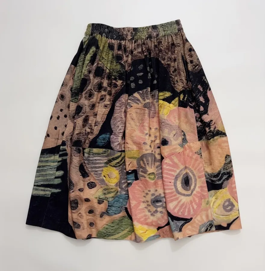 Niche Design Artistic Vibe ~ Delicate High-Count Corduroy Printed Bud Skirt in Multicolor, product view 13