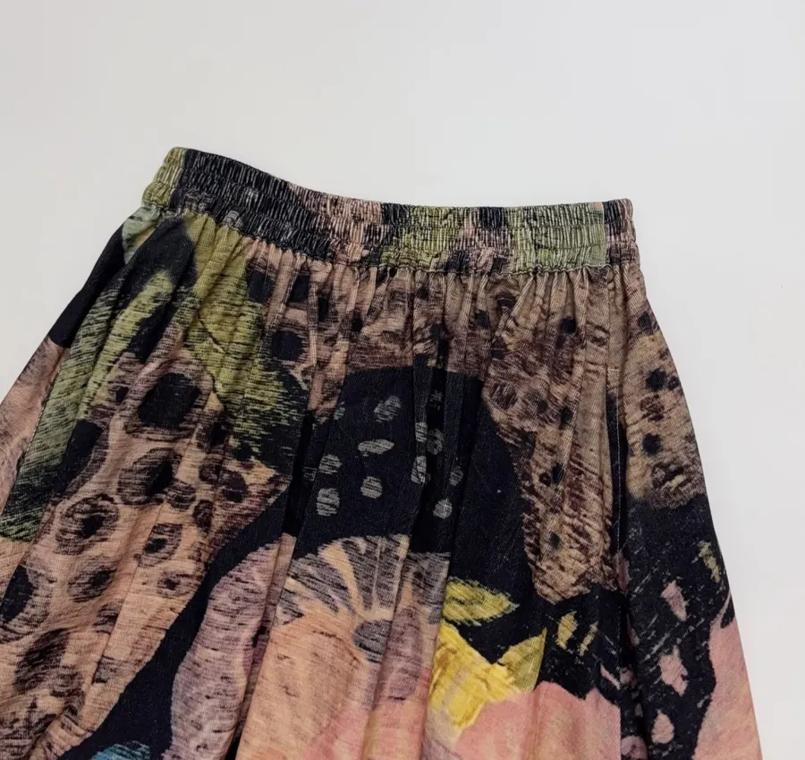 Niche Design Artistic Vibe ~ Delicate High-Count Corduroy Printed Bud Skirt in Multicolor, product view 14