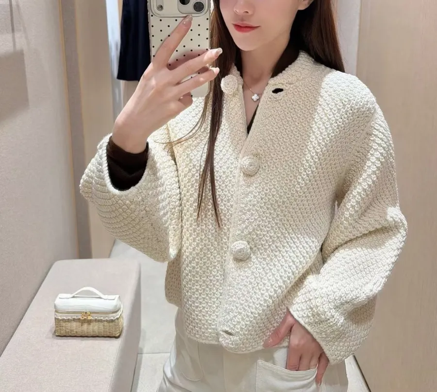 Wool Cardigan Jacket in Off-White, product view 01