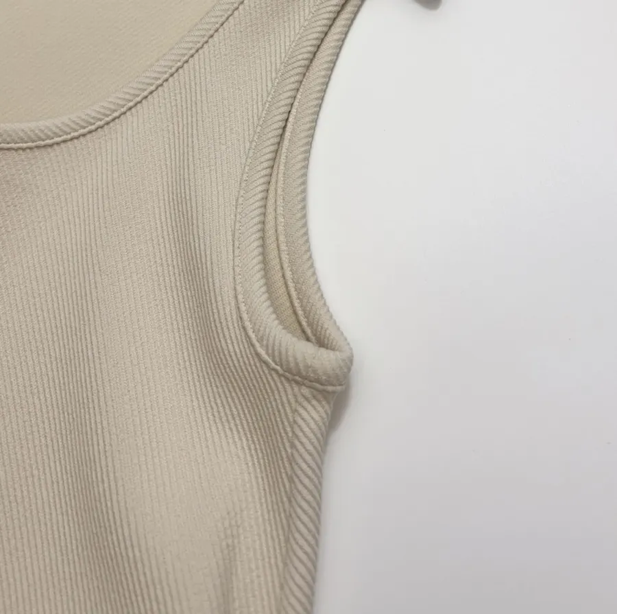 Loose U-Neck Tank Dress Tencel Cotton Blend Twill Textured Dress in Oatmeal, product view 03