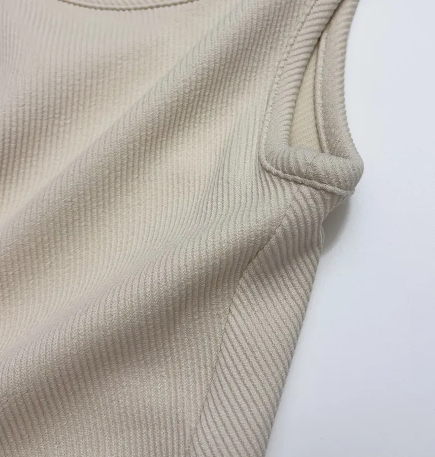 Loose U-Neck Tank Dress Tencel Cotton Blend Twill Textured Dress in Oatmeal, product view 04