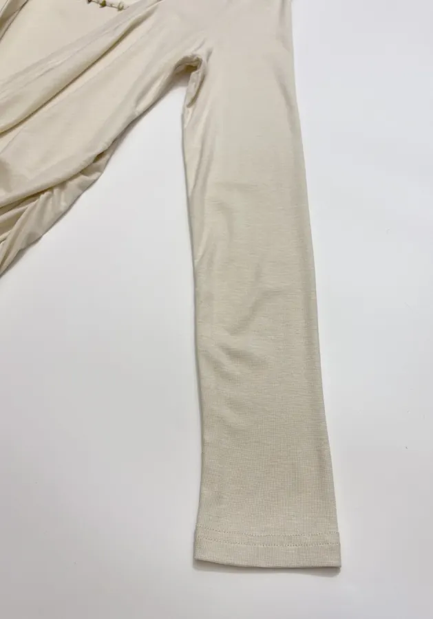 Gem-Embellished Draped-Neck Layered Long-Sleeve Top in Light Gray, product view 06