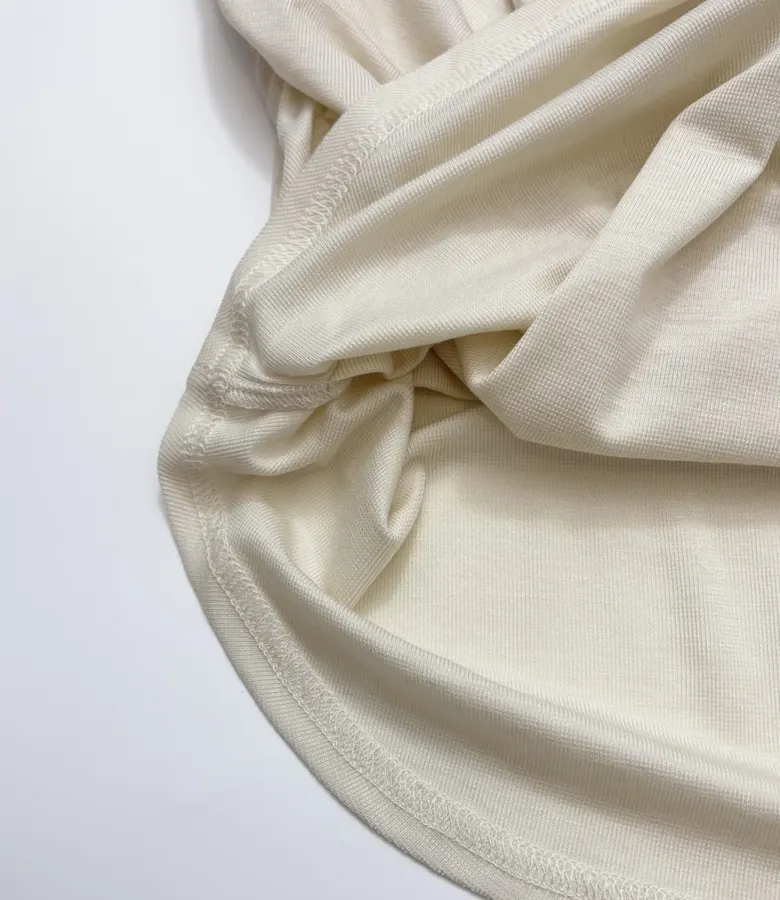 Gem-Embellished Draped-Neck Layered Long-Sleeve Top in Light Gray, product view 10