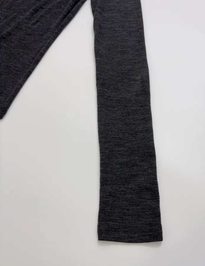 Minimalist Wool Half-Zip Irregular Button T-Shirt Top in Charcoal, product view 05