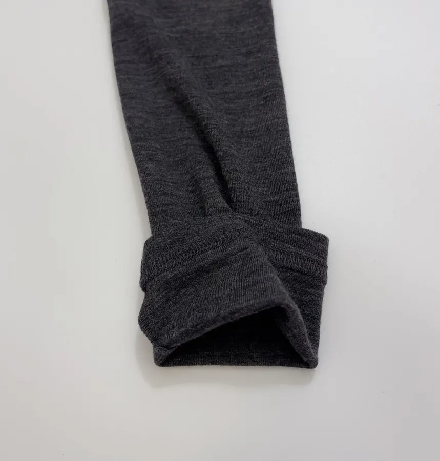 Minimalist Wool Half-Zip Irregular Button T-Shirt Top in Charcoal, product view 06