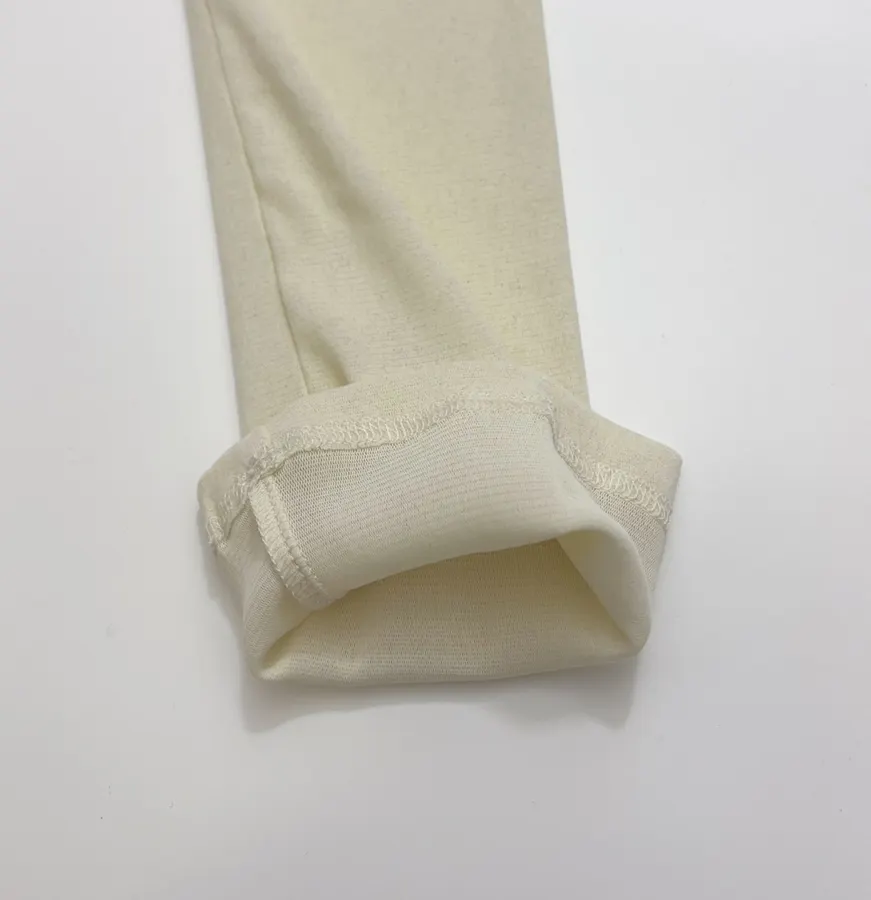 Retro Pleated Cinched Elegant Slightly Sheer Thin Velvet Half-High Neck Long-Sleeve T-Shirt in Pale Yellow, product view 06