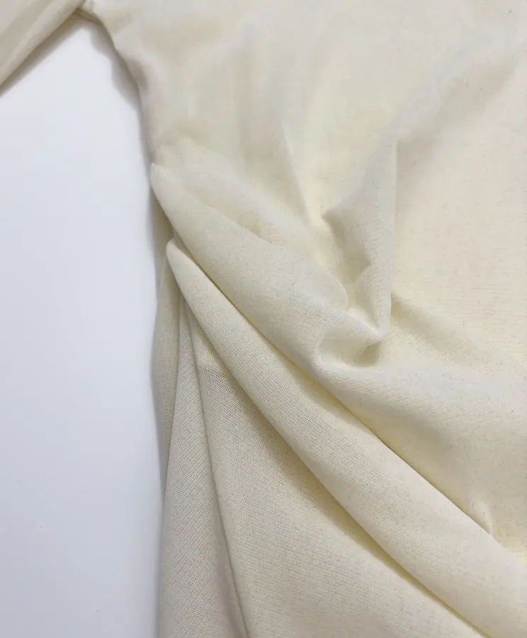Retro Pleated Cinched Elegant Slightly Sheer Thin Velvet Half-High Neck Long-Sleeve T-Shirt in Pale Yellow, product view 08