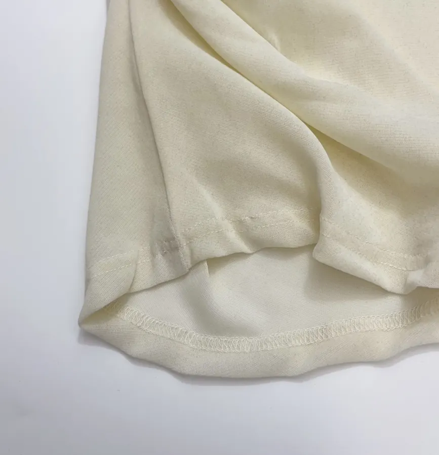 Retro Pleated Cinched Elegant Slightly Sheer Thin Velvet Half-High Neck Long-Sleeve T-Shirt in Pale Yellow, product view 10