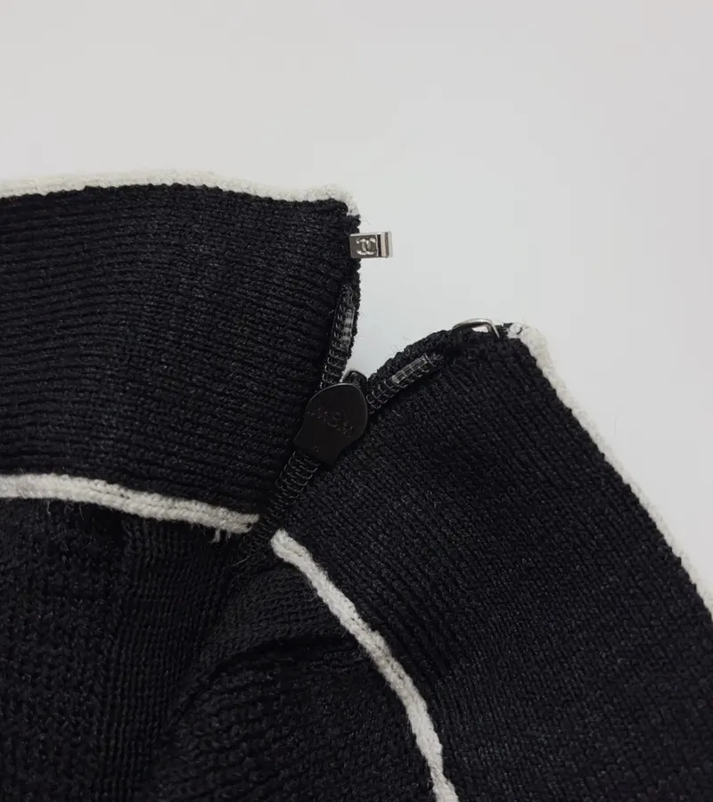 Wool-Silk Blend Black-and-White Colorblock Knitted Skirt in Black and White, product view 07
