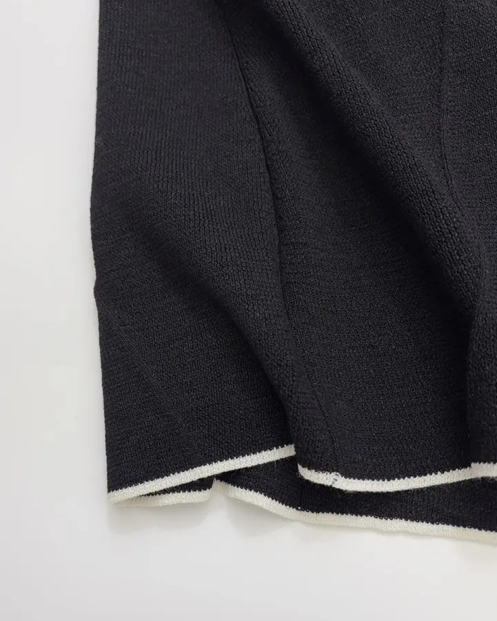 Wool-Silk Blend Black-and-White Colorblock Knitted Skirt in Black and White, product view 11