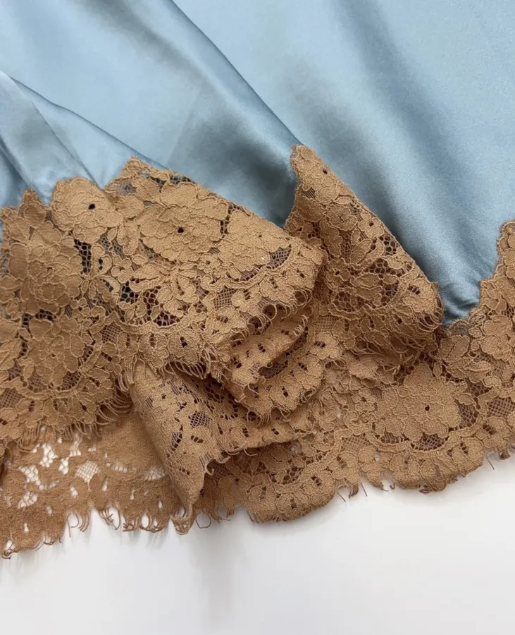 Light Blue Brown-Lace Sleeveless Maxi Dress in Light Blue, product view 11