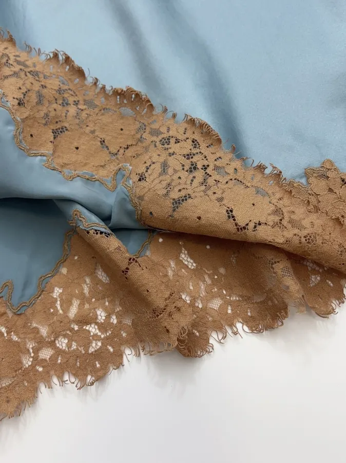 Light Blue Brown-Lace Sleeveless Maxi Dress in Light Blue, product view 13