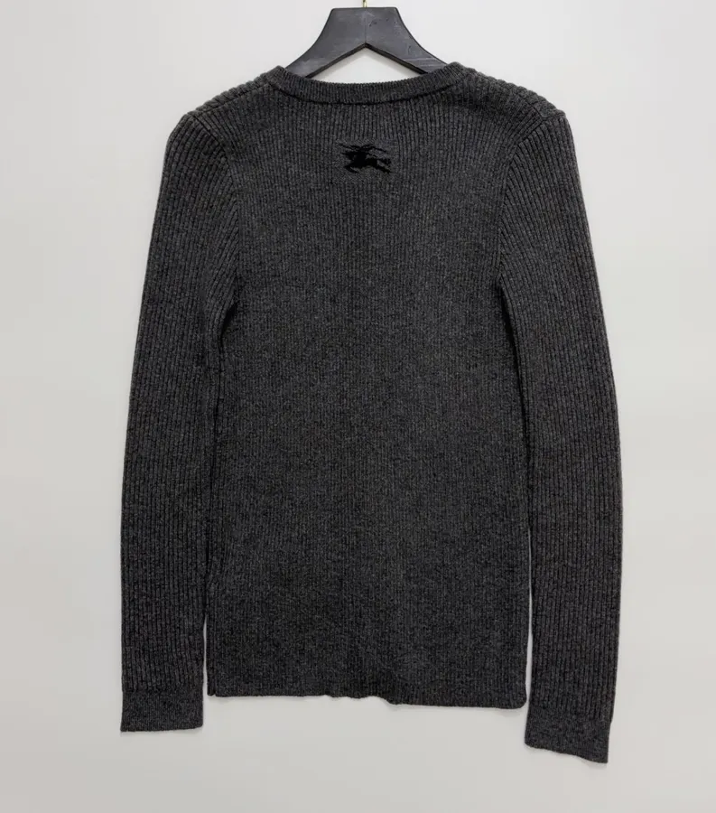 Retro Gray Vertical-Striped Knitted Cardigan Elegant Round-Neck Stretchy Slim-Fit Wool Top in Gray, product view 11