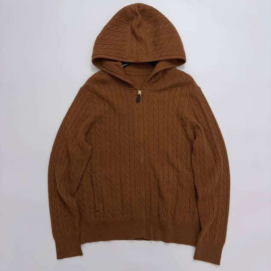 Sweater Cardigan with Cable-Knit Pattern in Rust, product view 01