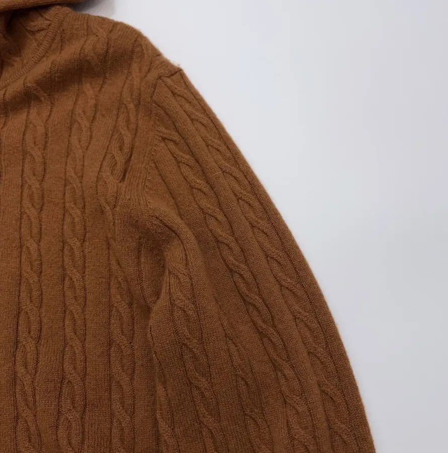 Sweater Cardigan with Cable-Knit Pattern in Rust, product view 05