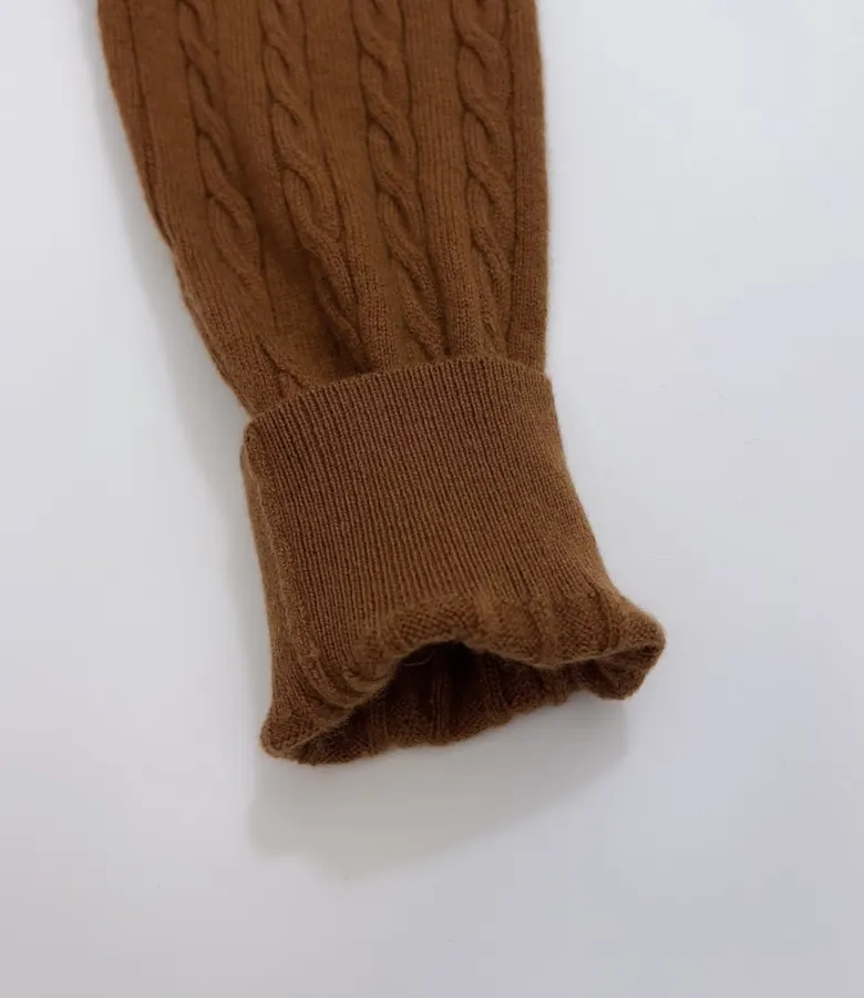 Sweater Cardigan with Cable-Knit Pattern in Rust, product view 07