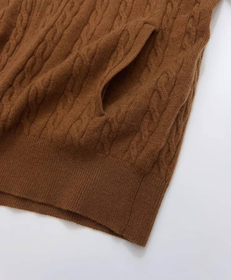 Sweater Cardigan with Cable-Knit Pattern in Rust, product view 10