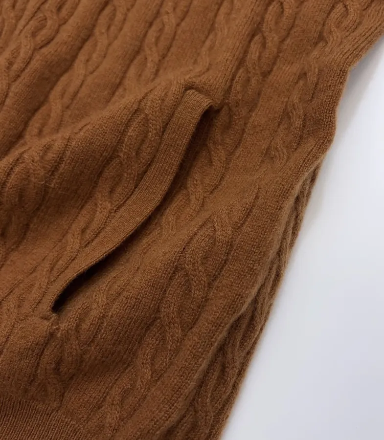 Sweater Cardigan with Cable-Knit Pattern in Rust, product view 11