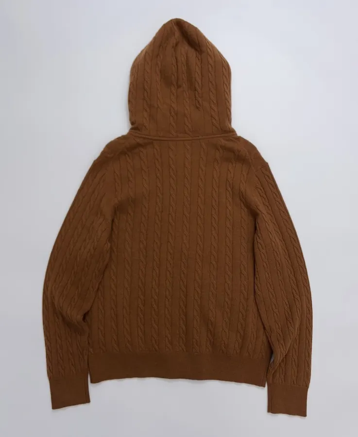 Sweater Cardigan with Cable-Knit Pattern in Rust, product view 14