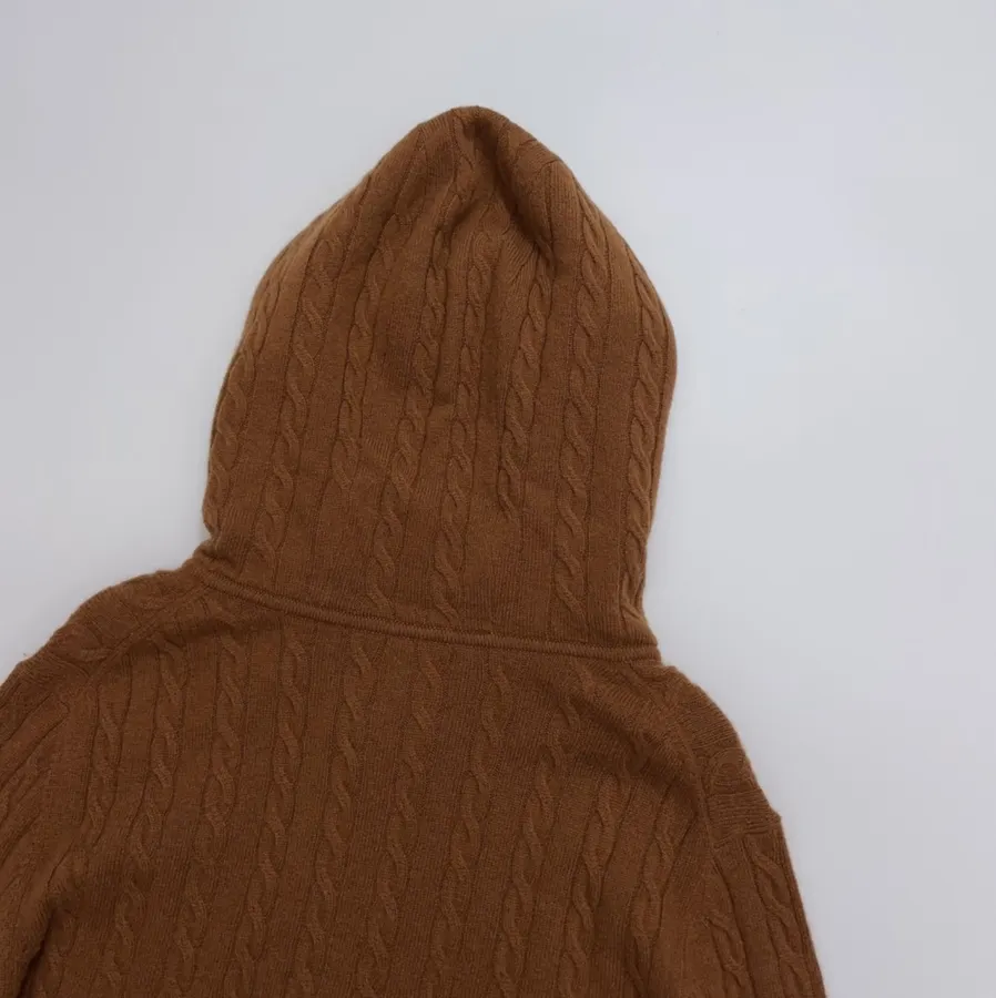 Sweater Cardigan with Cable-Knit Pattern in Rust, product view 15