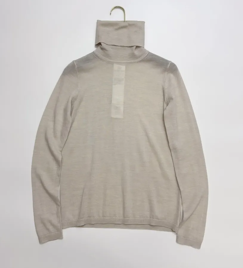 Solid-Color Wool High-Neck Base Layer Sweater in Light Gray, product view
