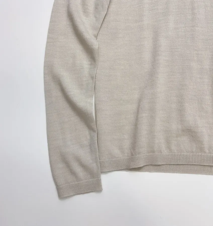 Solid-Color Wool High-Neck Base Layer Sweater in Light Gray, product view 06