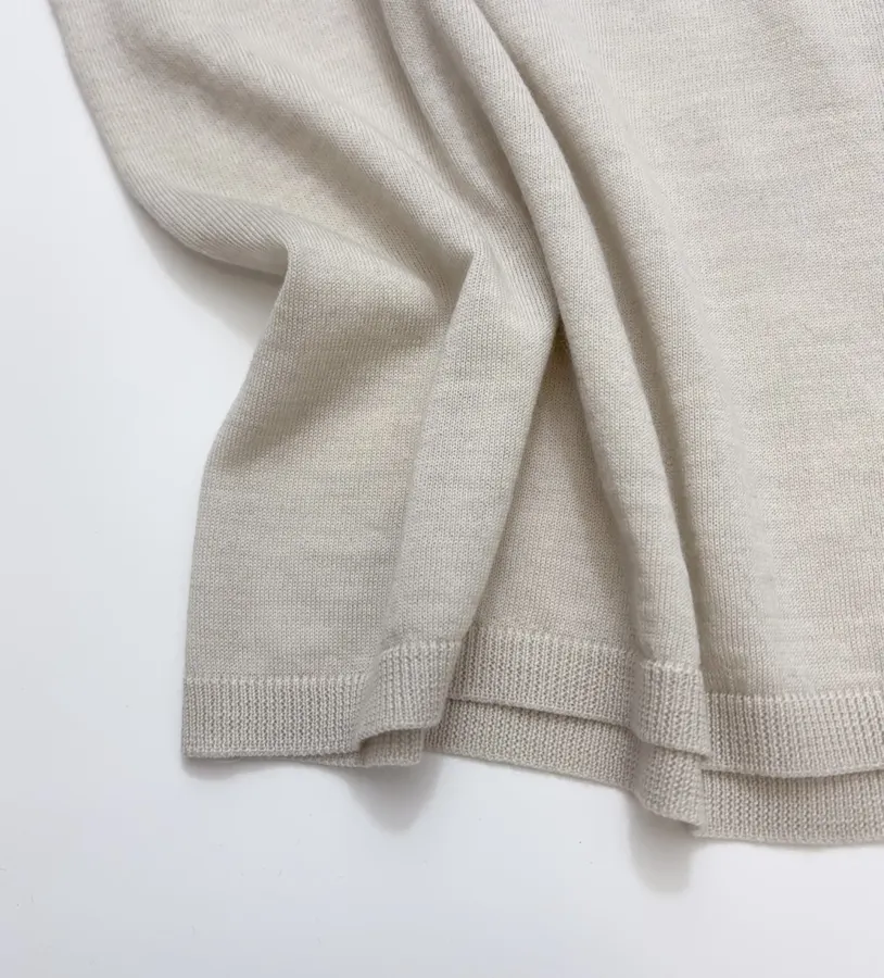 Solid-Color Wool High-Neck Base Layer Sweater in Light Gray, product view 07