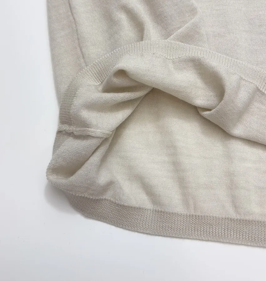 Solid-Color Wool High-Neck Base Layer Sweater in Light Gray, product view 10