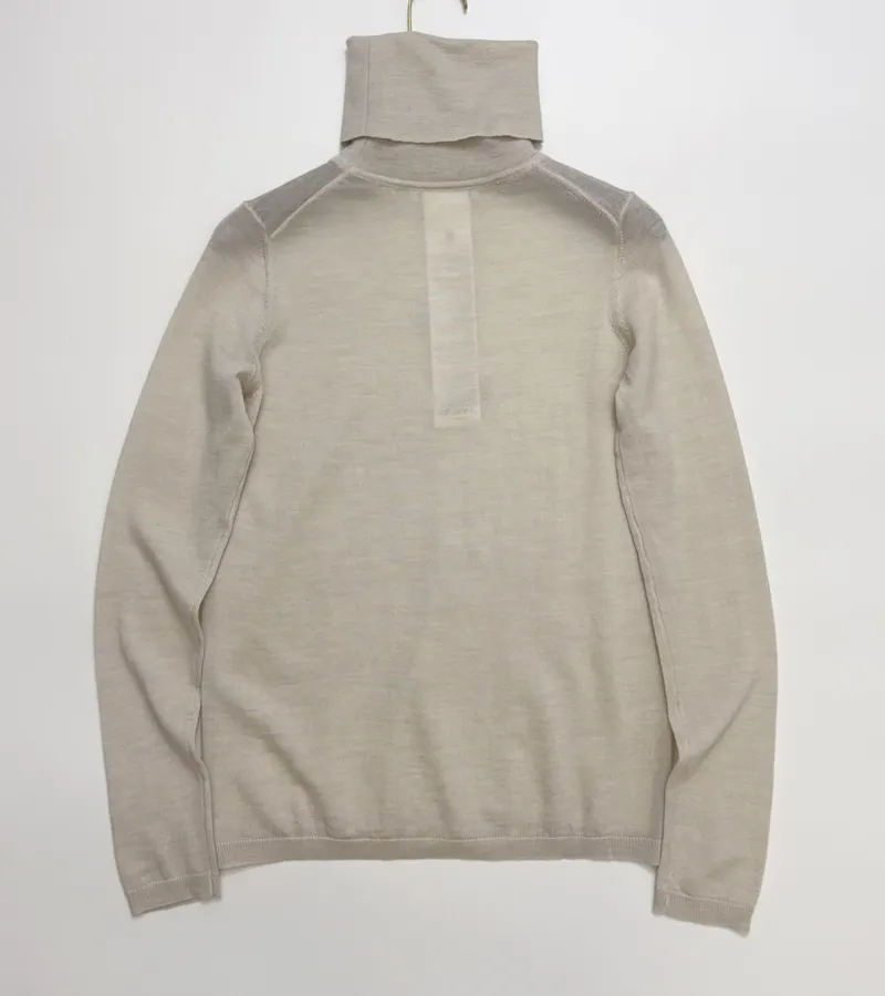 Solid-Color Wool High-Neck Base Layer Sweater in Light Gray, product view 12