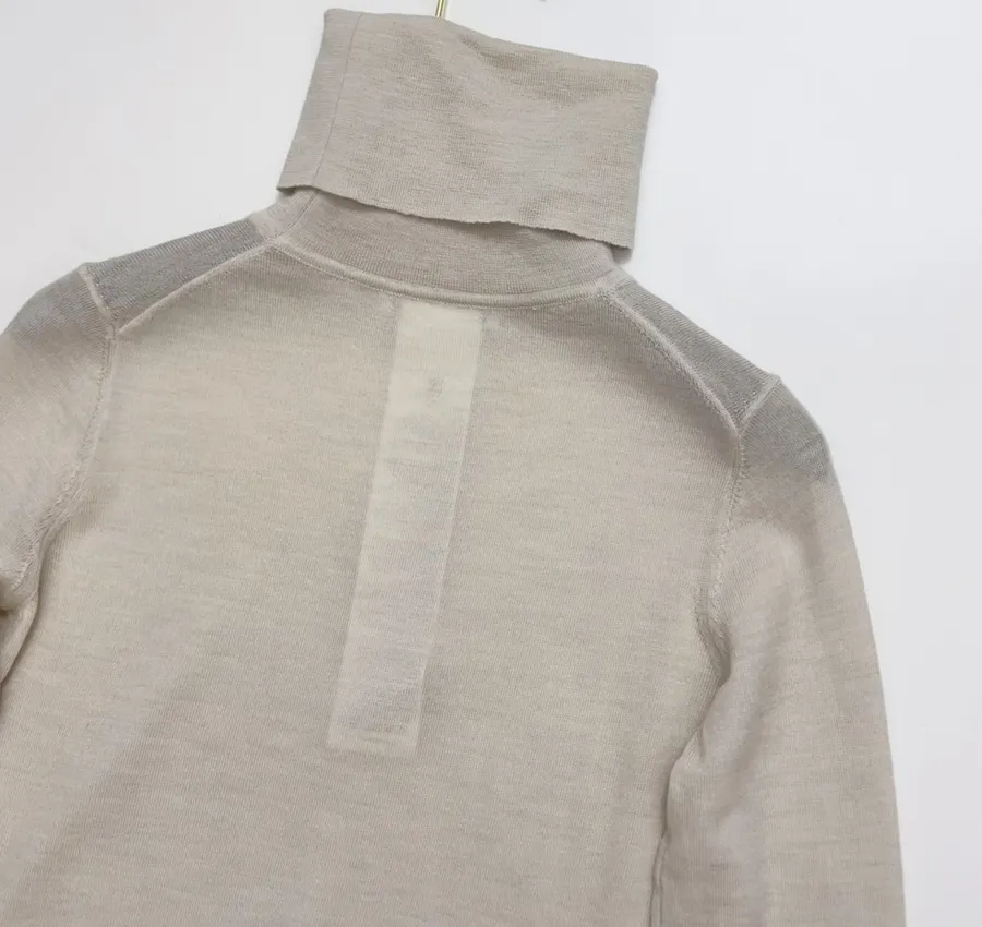 Solid-Color Wool High-Neck Base Layer Sweater in Light Gray, product view 13