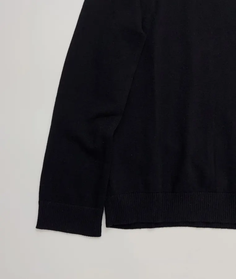 Solid-Color High-Neck Cashmere Base Layer Top in Navy, product view 06
