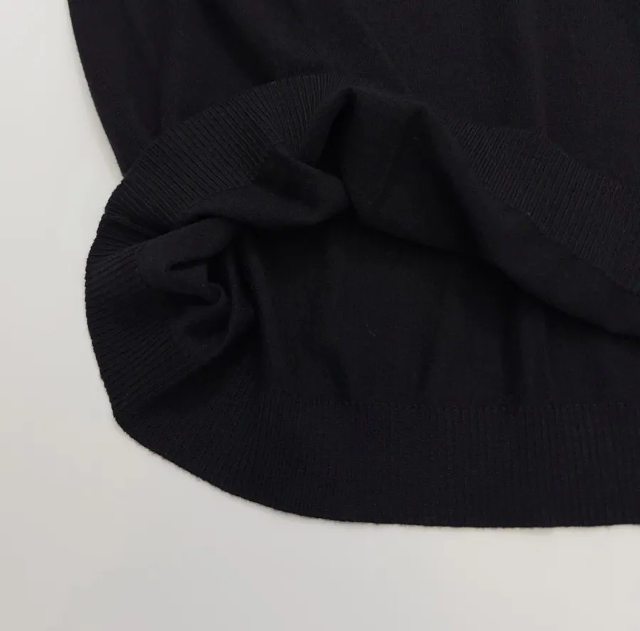 Solid-Color High-Neck Cashmere Base Layer Top in Navy, product view 09