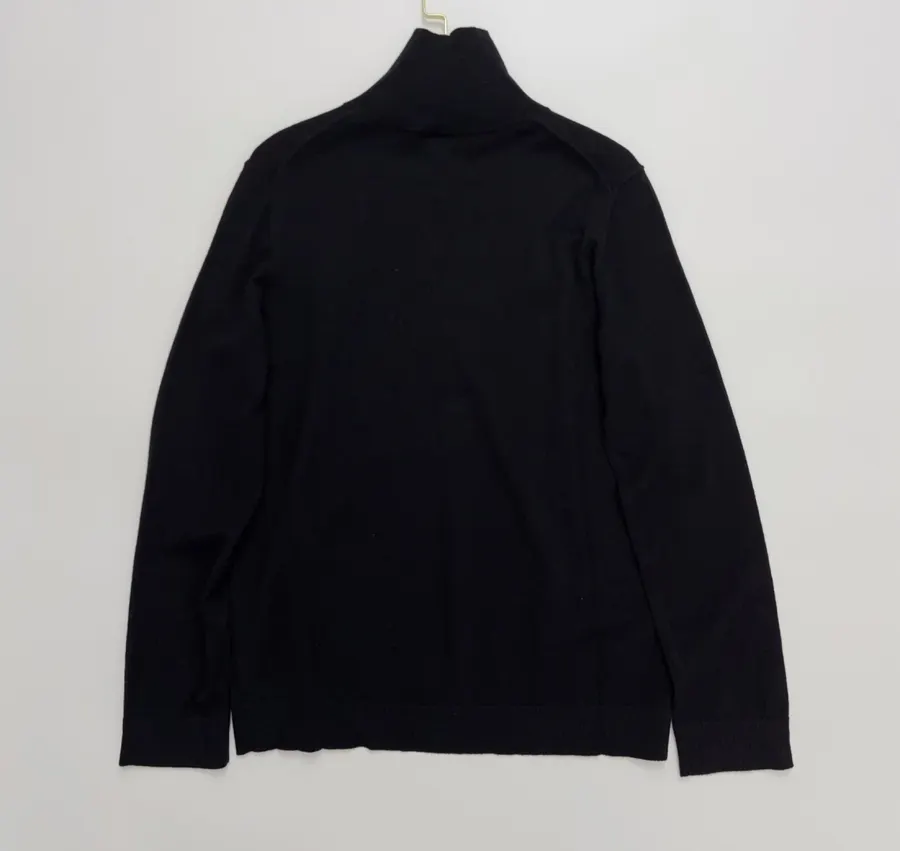 Solid-Color High-Neck Cashmere Base Layer Top in Navy, product view 10