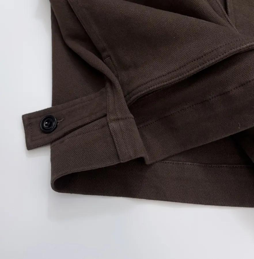 Jacket with Turn-Down Collar, Large Pockets, Loose Fit, Washed Cotton Casual Short Coat in Chocolate Brown, product view 16