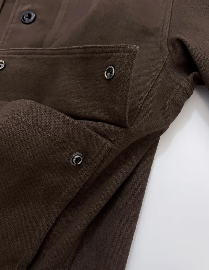 Jacket with Turn-Down Collar, Large Pockets, Loose Fit, Washed Cotton Casual Short Coat in Chocolate Brown, product view 18