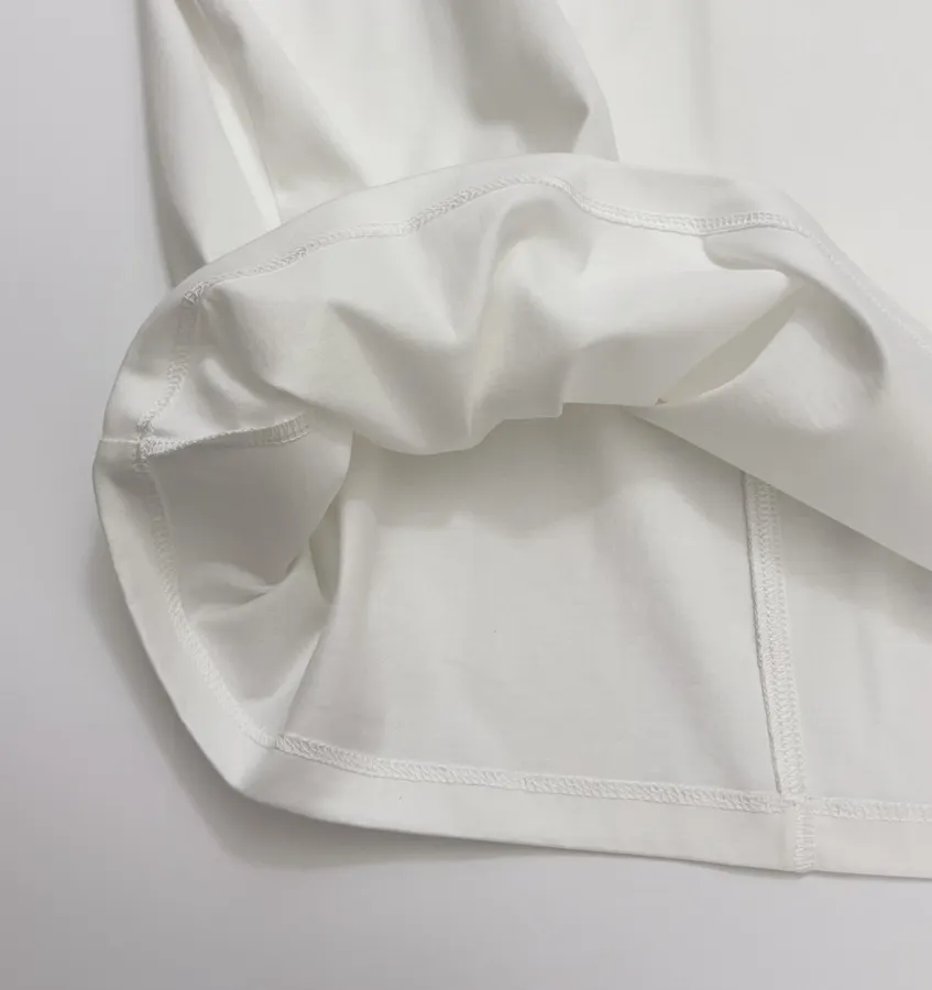 Loose Round-Neck Long-Sleeve T-Shirt, Top in White and Gray, product view 09