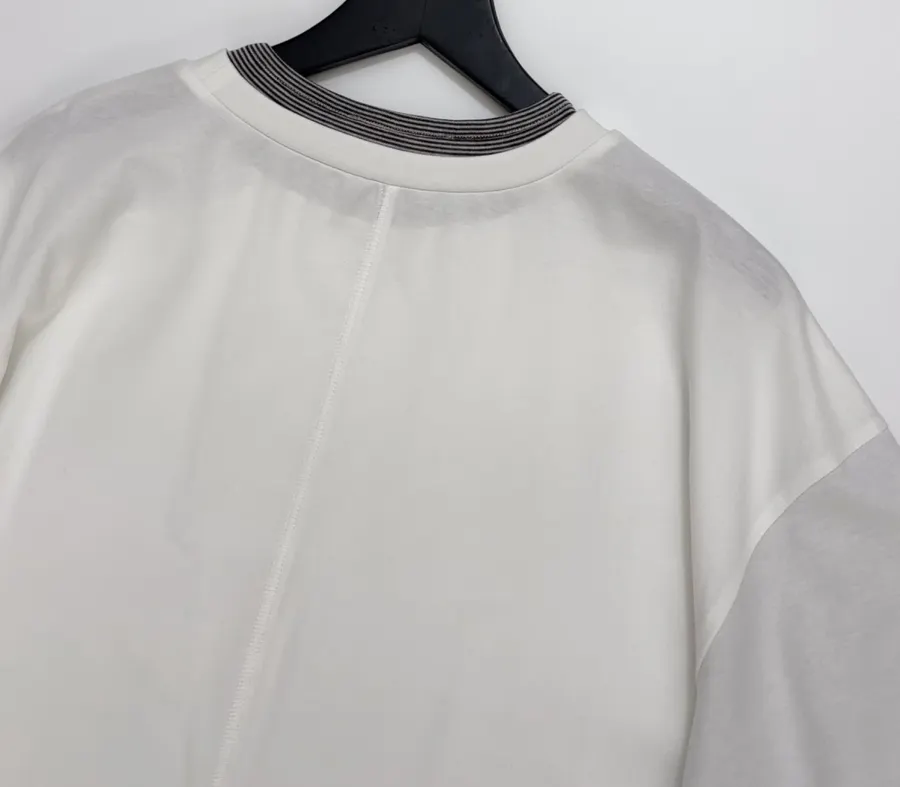 Loose Round-Neck Long-Sleeve T-Shirt, Top in White and Gray, product view 11