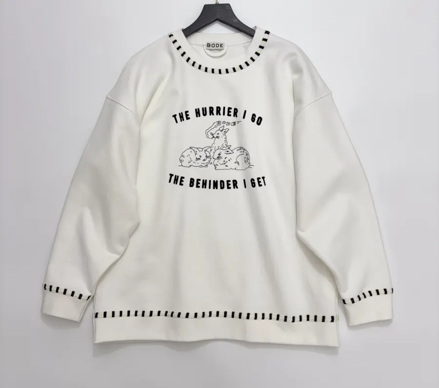 Printed Pure Cotton Crewneck Sweatshirt in Off-White, product view 01