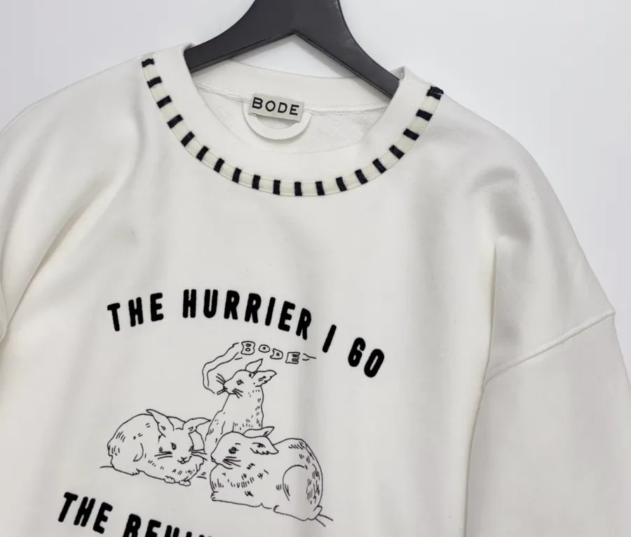 Printed Pure Cotton Crewneck Sweatshirt in Off-White, product view 02